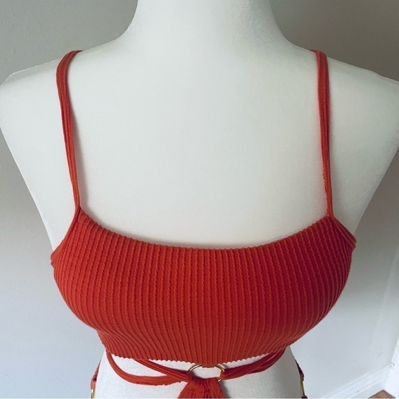 Ring Linked Cut-out One Piece Swimsuit - Orange - Size M - Picture 10 of 10